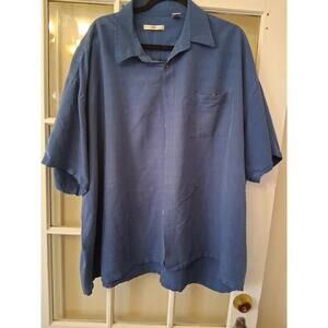 CAMPIA Mens Button Up Short sleeve Shirt 3XL Moda Blue Soft  Lightweight